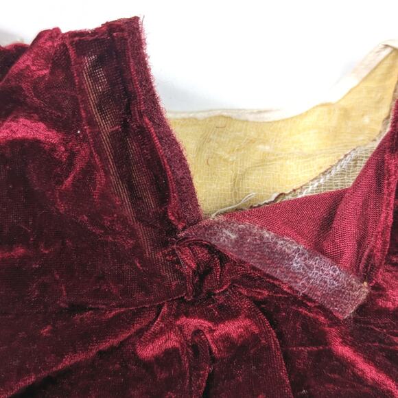 Vtg Handmade Blouse Top Girls Sz 2-3T Burgundy Velour Christmas Holiday Flowy - Picture 2 of 4